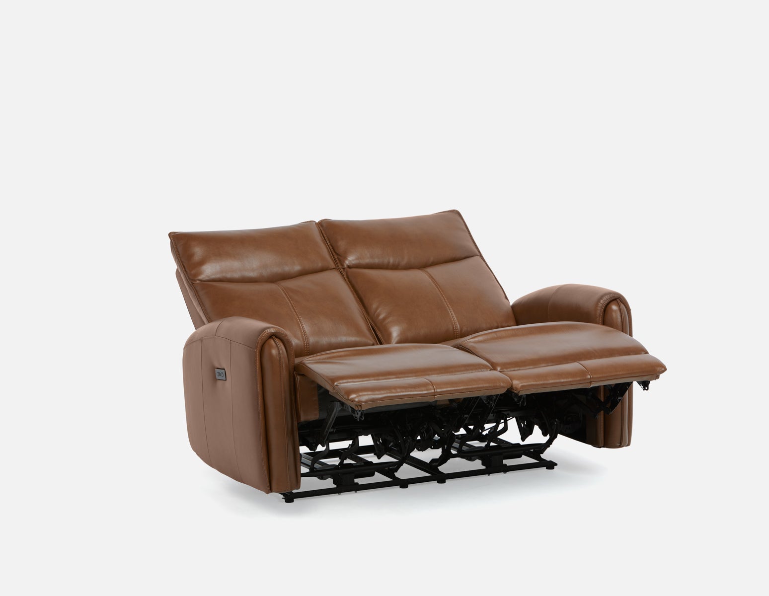 CALVERO contemporary power-reclining 100% leather loveseat with usb port undefined