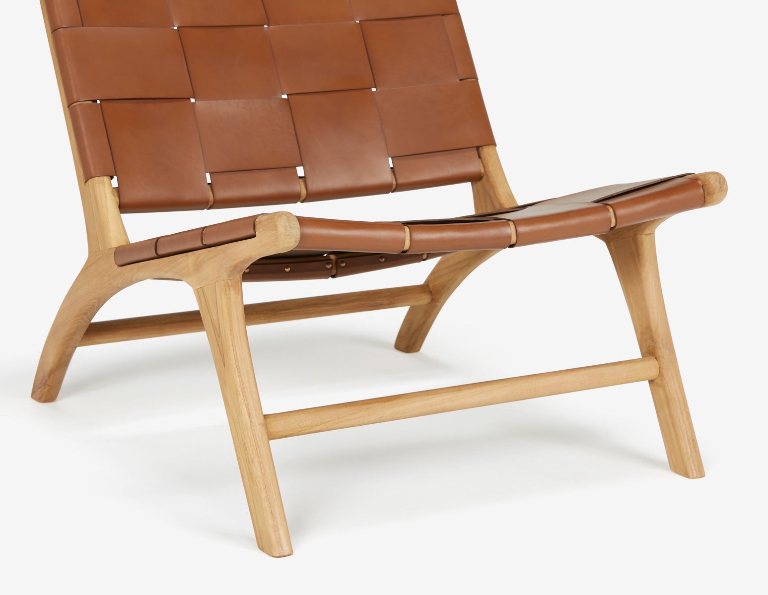 BENTA chaise d'appoint en teck et cuir tressé undefined