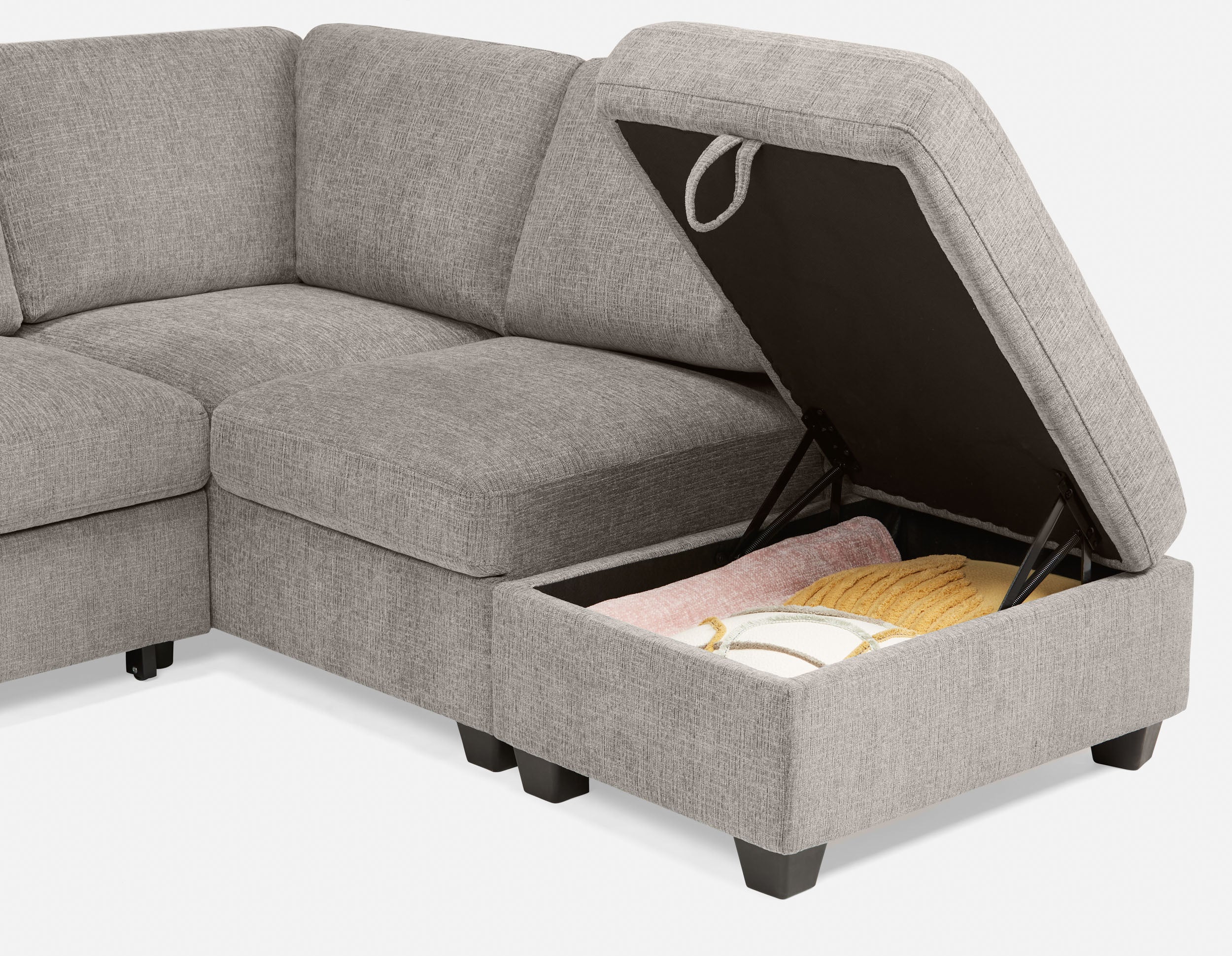 DELPHINE traditional right-facing sectional sofa-bed with storage undefined
