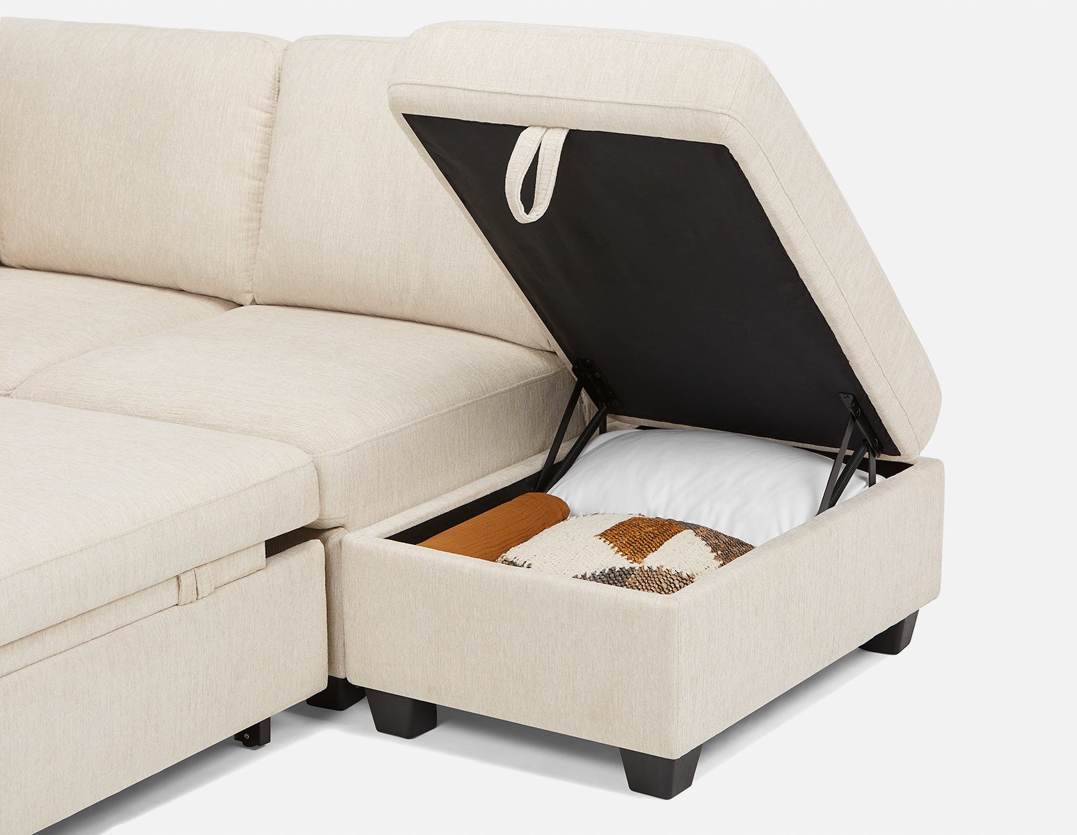 DELPHINE traditional right-facing sectional sofa-bed with storage undefined