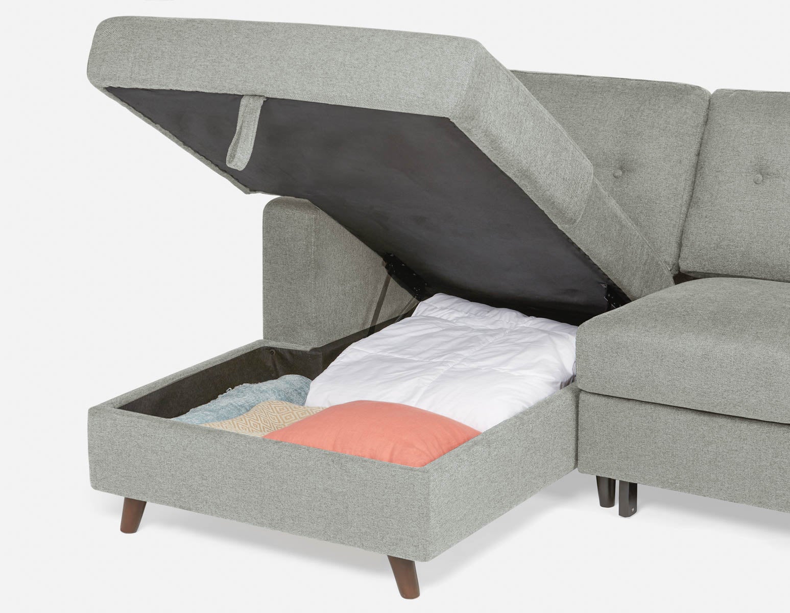 RENEE canapé-lit moderne du milieu du siècle d'angle côté gauche avec rangement undefined