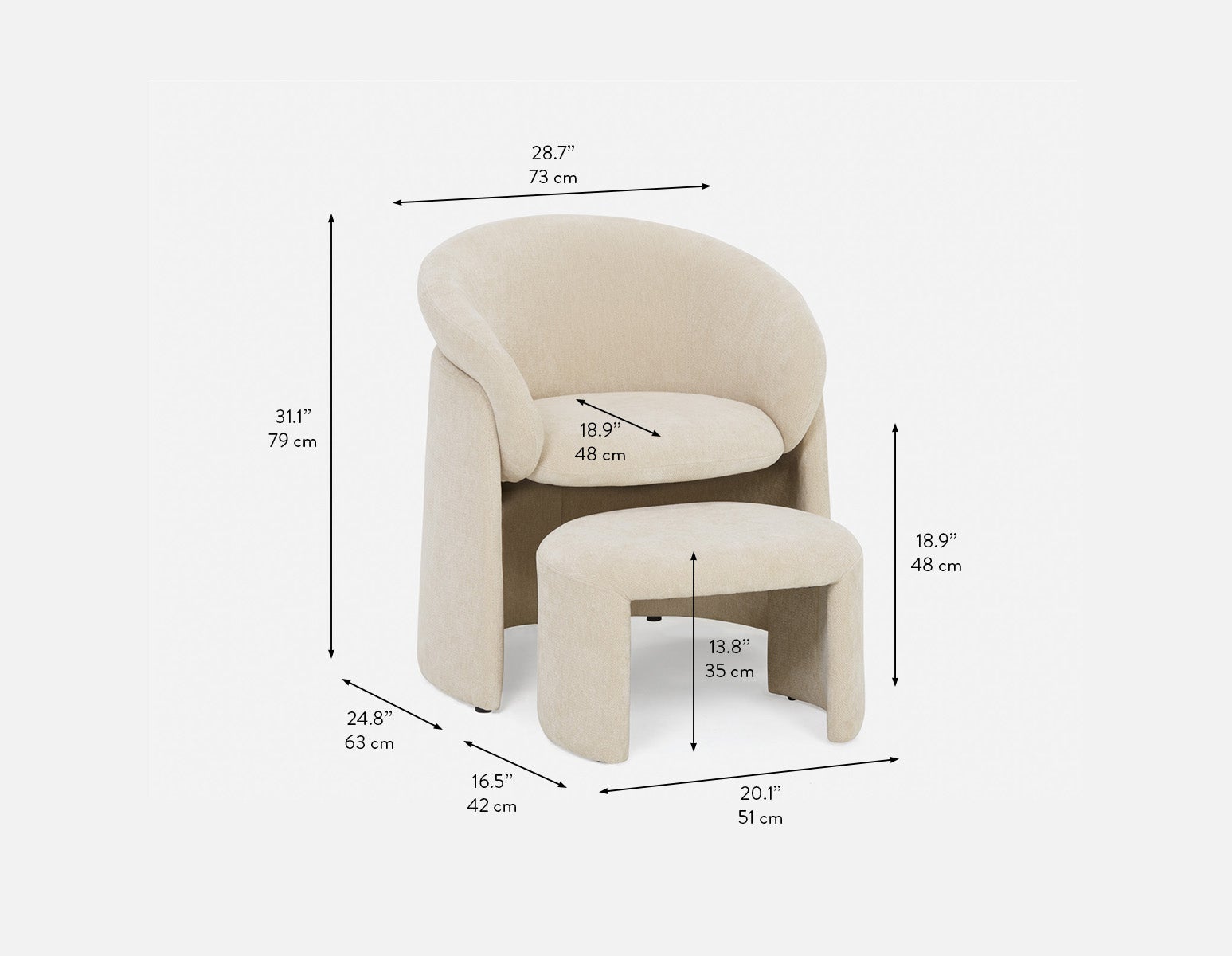HANCHA chaise d'appoint moderne avec pouf undefined