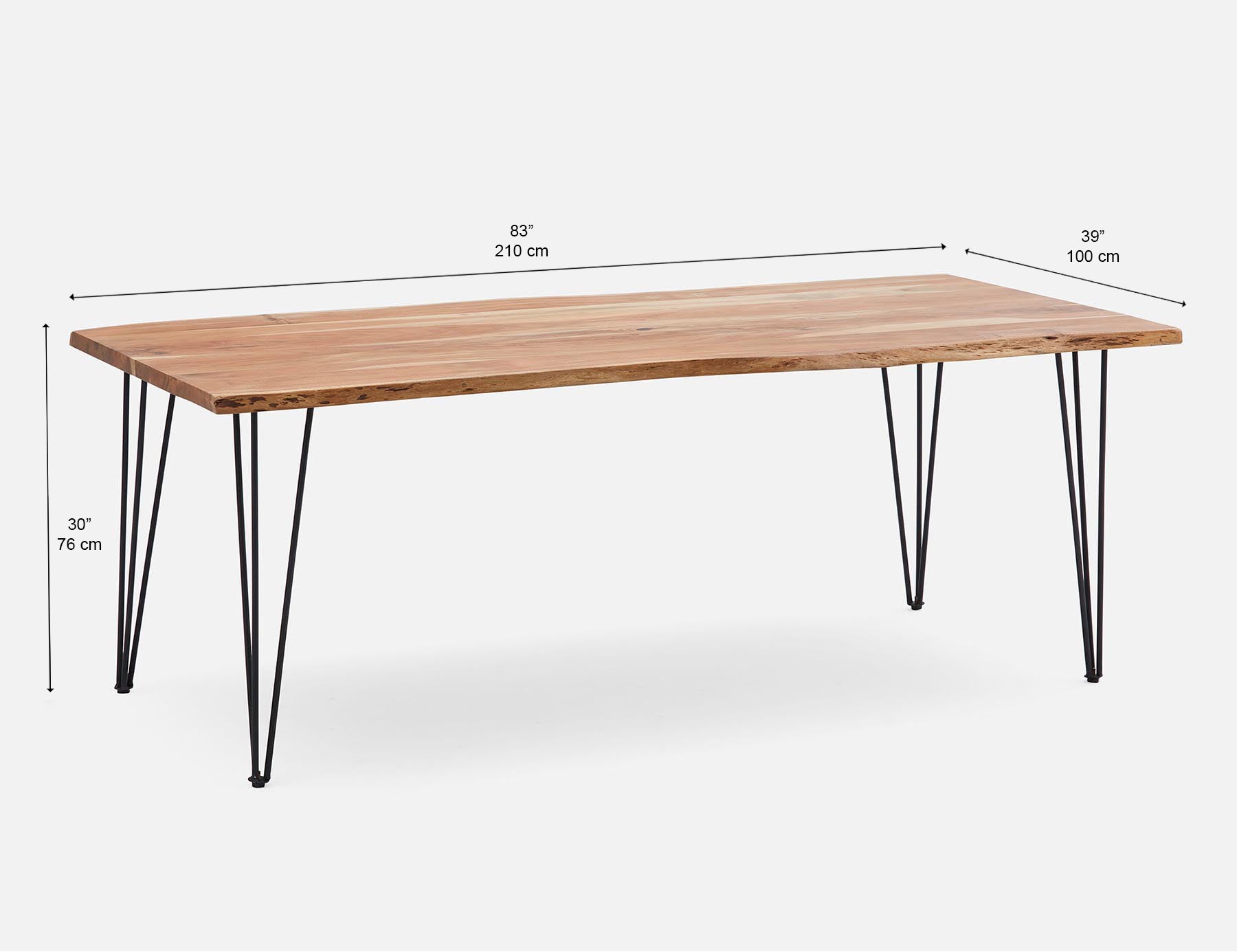 RENO solid acacia large wood dining table 210 cm undefined