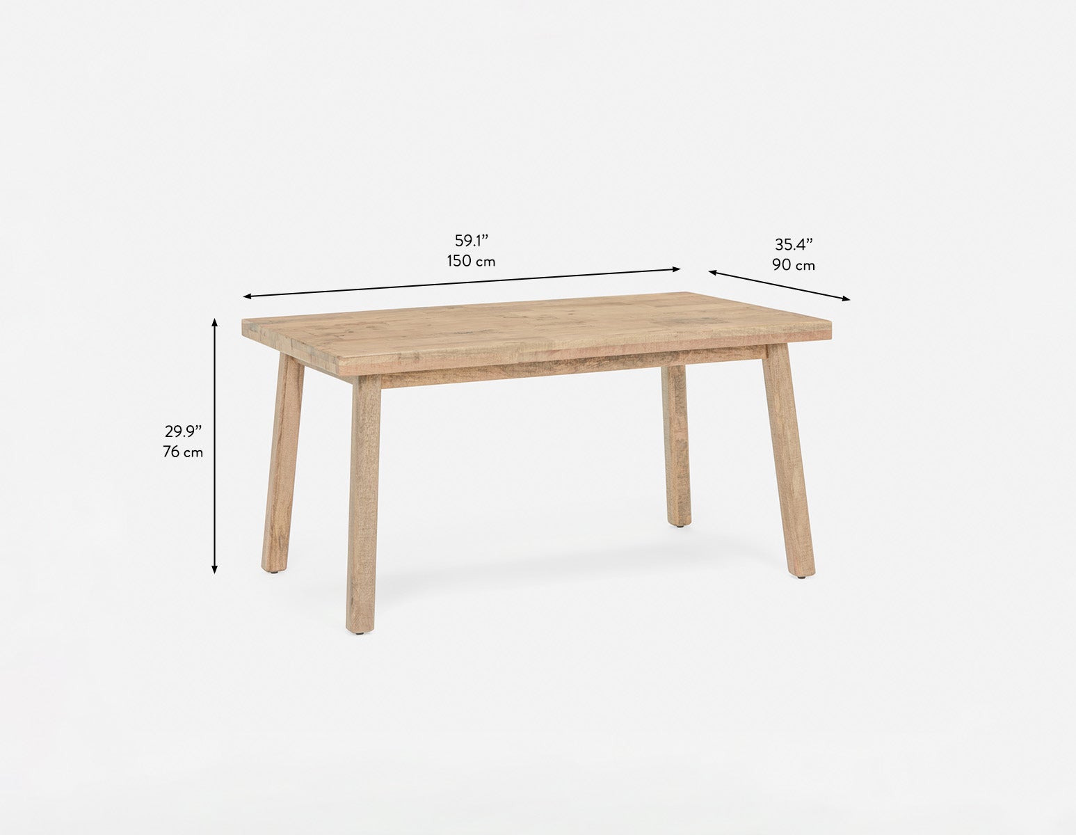 THESSALIA rustic farmhouse distressed solid mango wood dining table 150 cm undefined