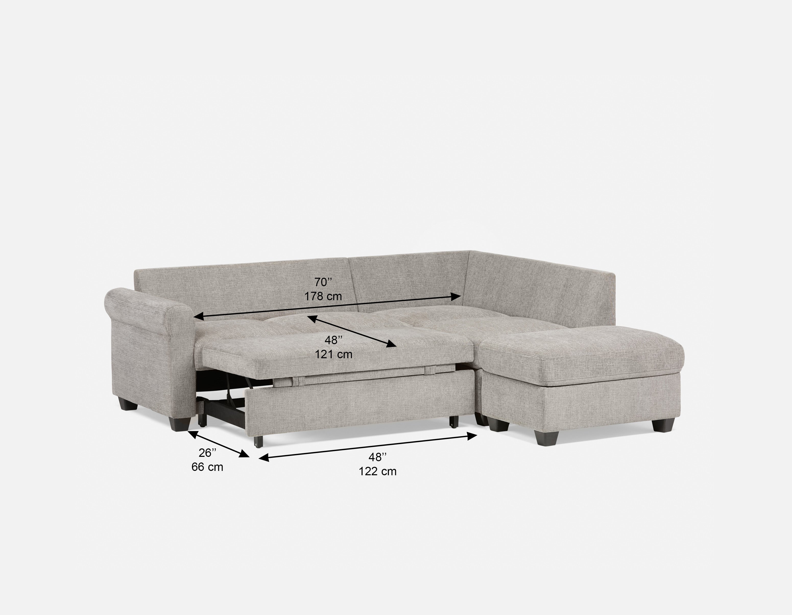 DELPHINE traditional right-facing sectional sofa-bed with storage undefined