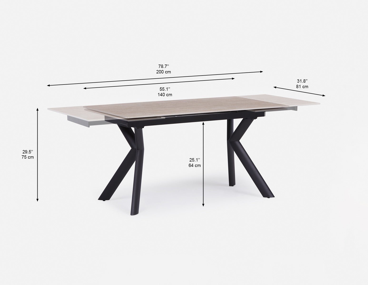 WILLMA table à rallonges moderne 140cm à 200cm undefined