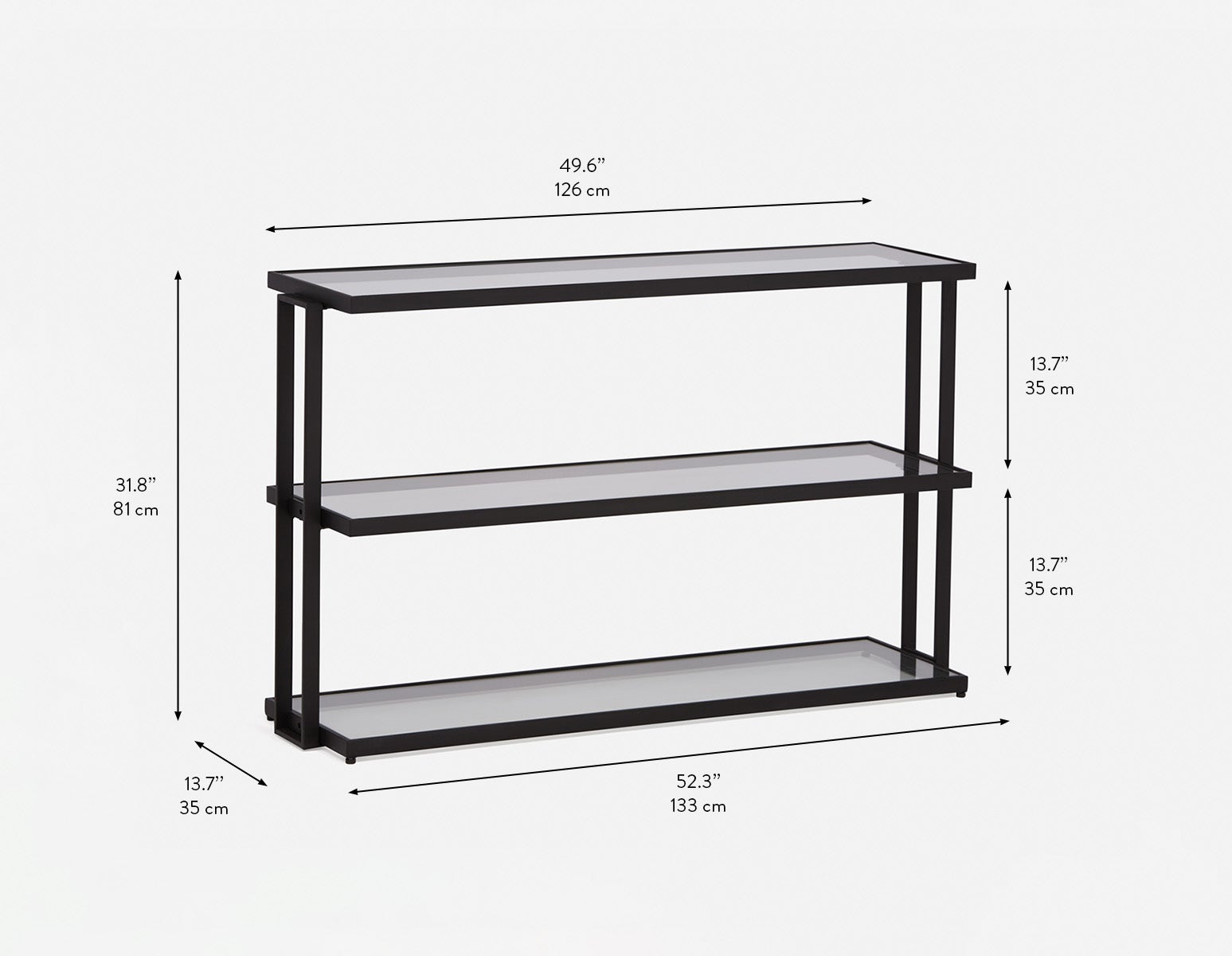 AGLAYA Étagères en verre trempé à 3 niveaux 132cm undefined