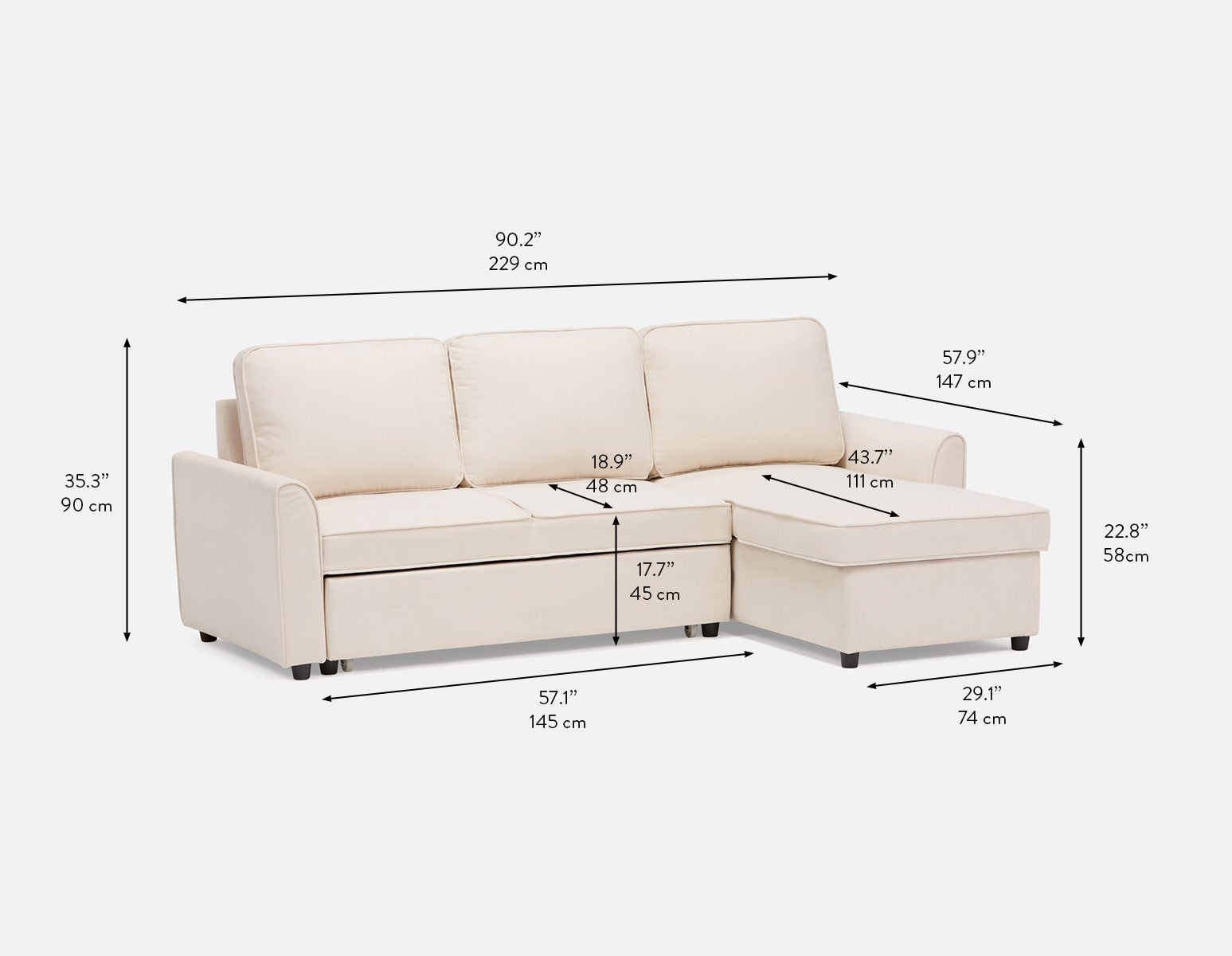 ALEX moderne canapé-lit d'angle interchangeable avec rangement undefined