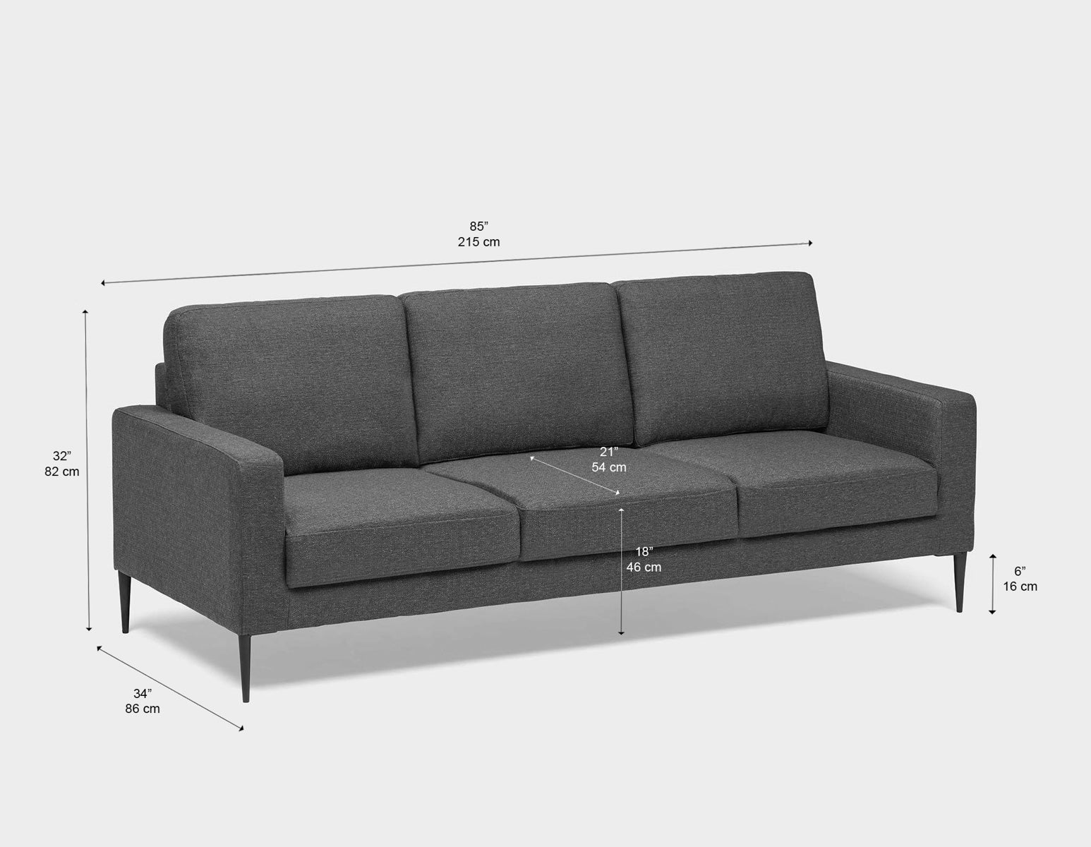 TERESA contemporary 3-seater sofa undefined