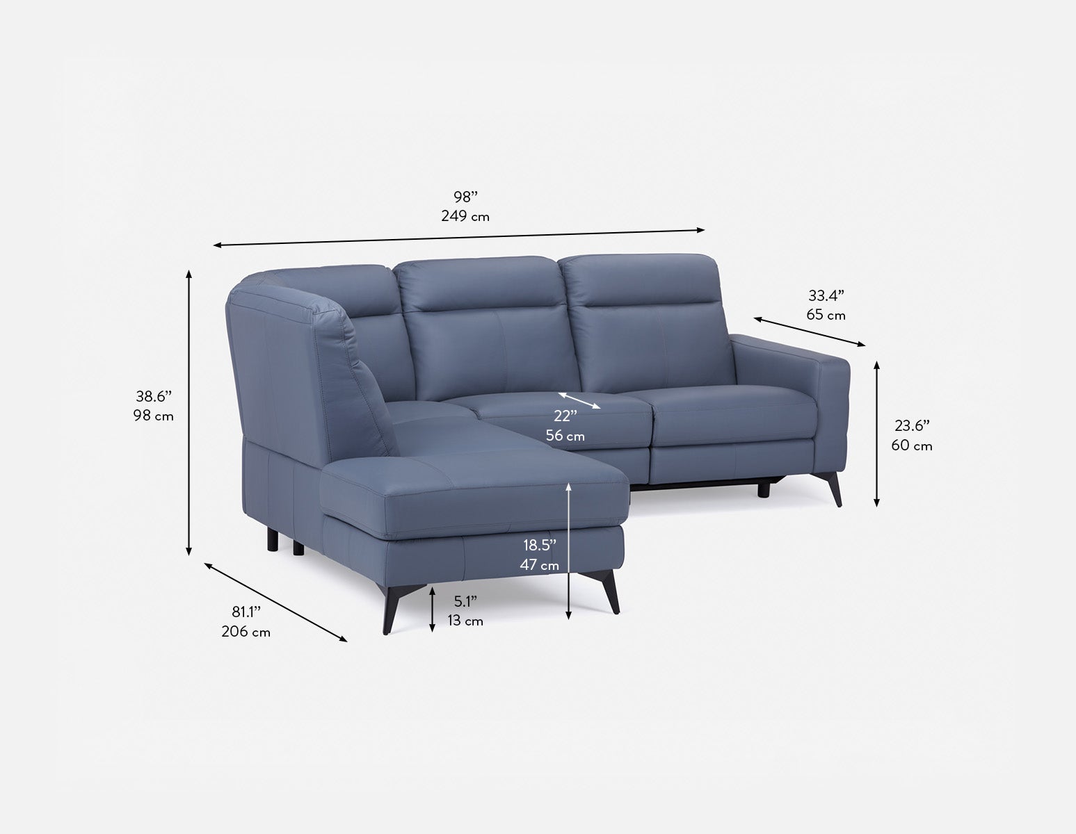 BILLIE right-facing 100% leather power reclining sectional sofa | Structube