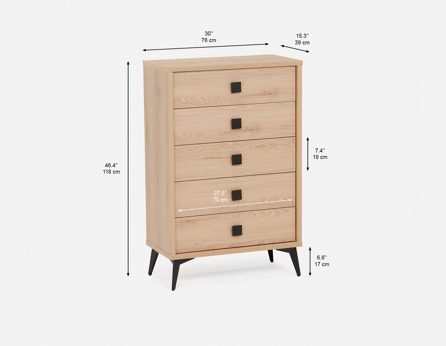KIERA mid-century modern 5-drawer chest undefined