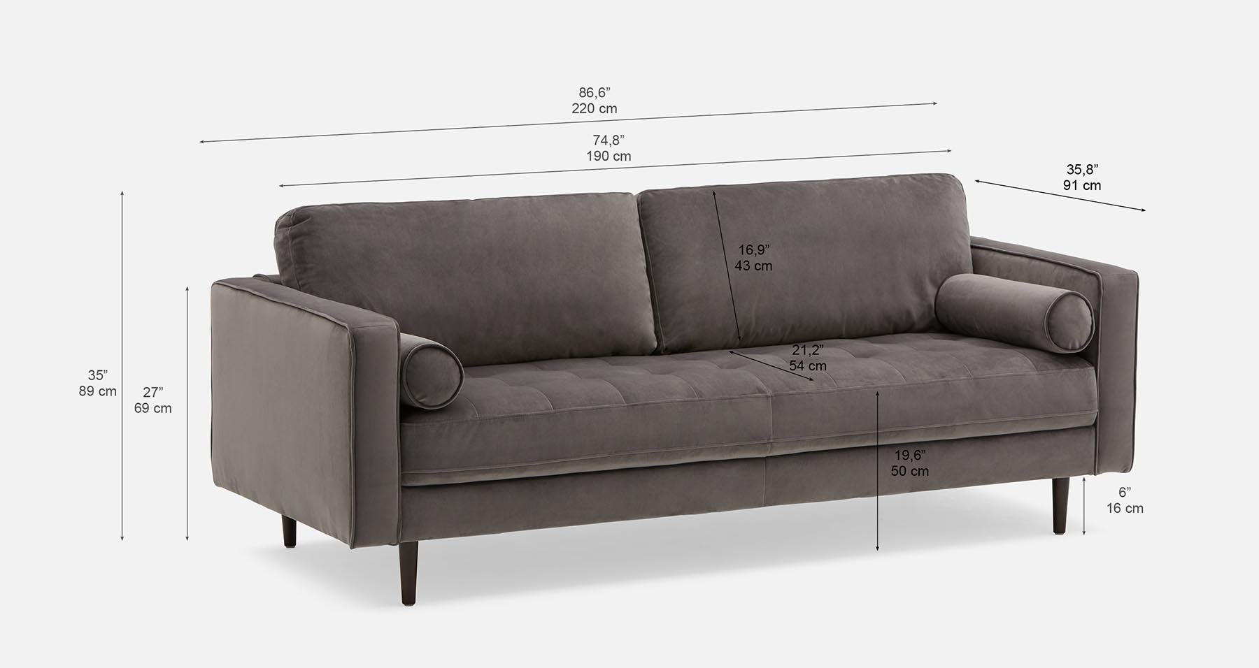 KINSEY velvet 3-seater sofa undefined