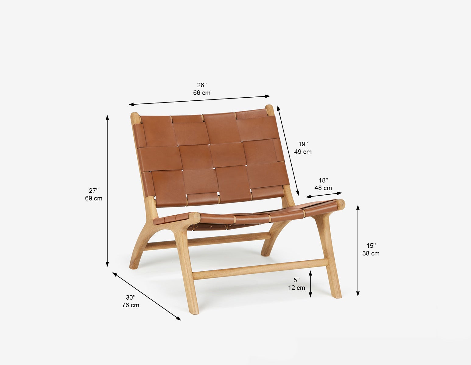 BENTA chaise d'appoint en teck et cuir tressé undefined