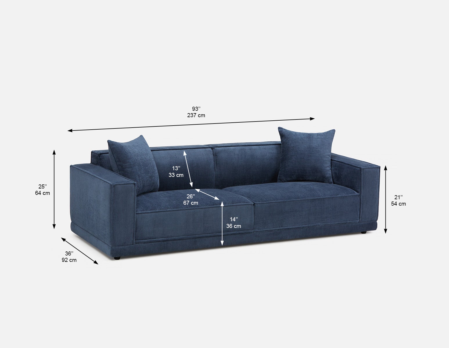 HILLARY modern low back 96" luxury sofa undefined