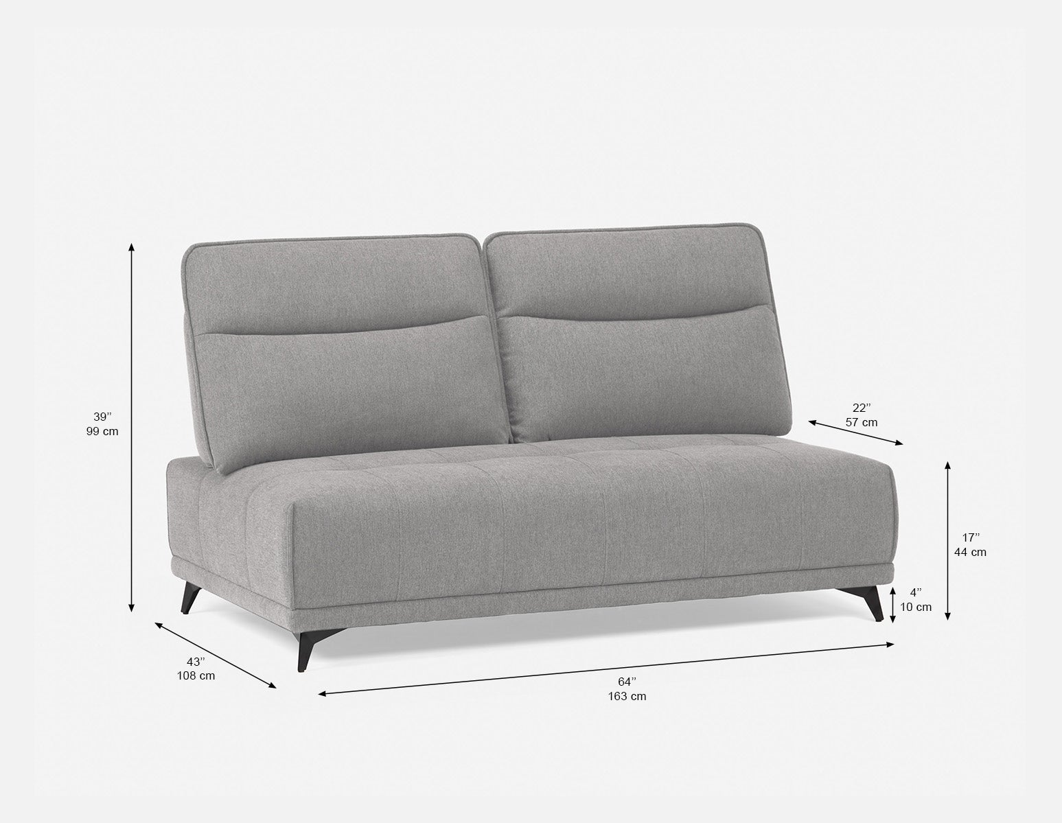 SIMON modern contemporary armless loveseat with adjustable backrest undefined