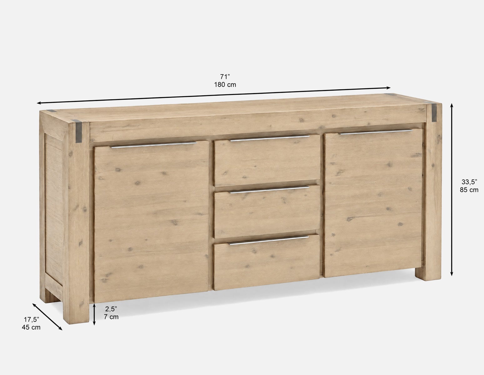 BREMEN modern farmhouse acacia wood 2-door sideboard undefined