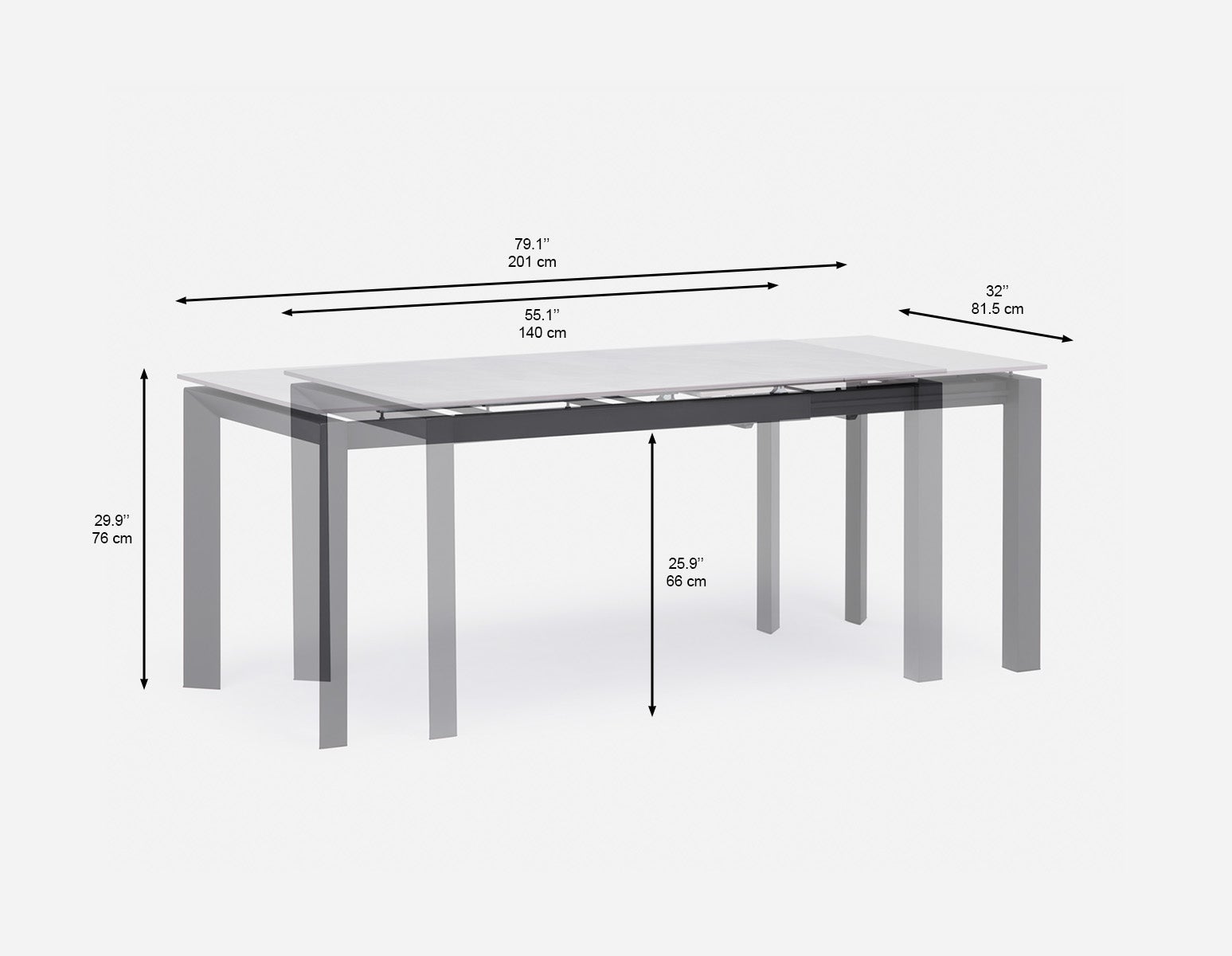 WILLIS extendable modern dining table 140 cm to 200 cm undefined