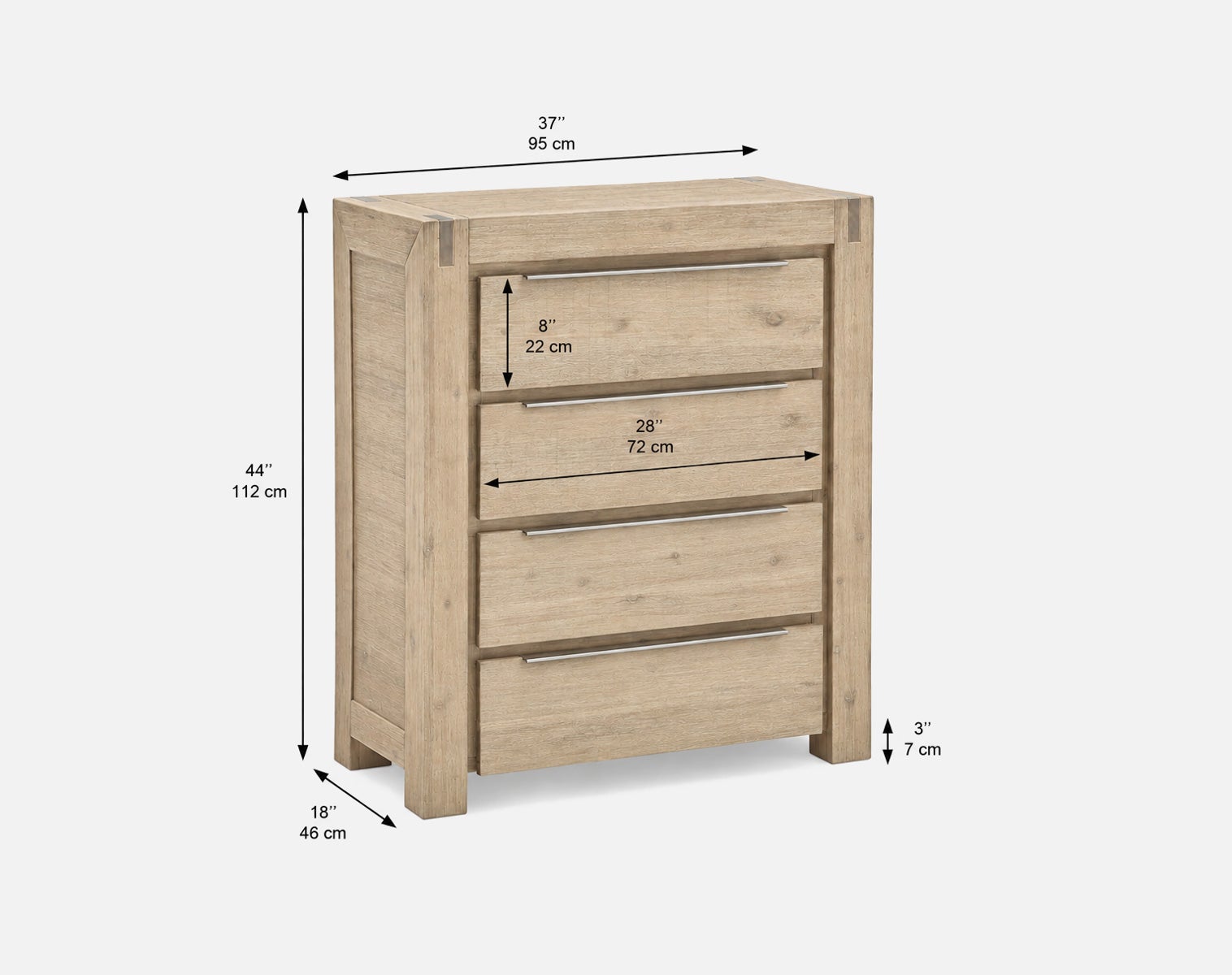 BREMEN commode à 4 tiroirs en bois d'acacia campagnard moderne undefined