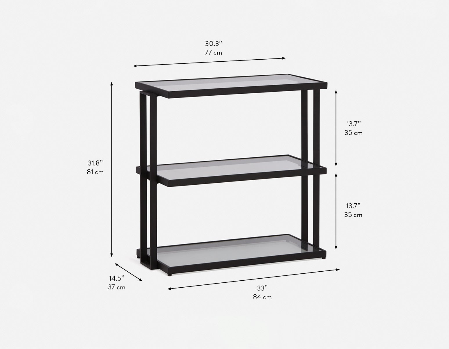 AGLAYA 3-Tier tempered Glass Shelves 84cm undefined