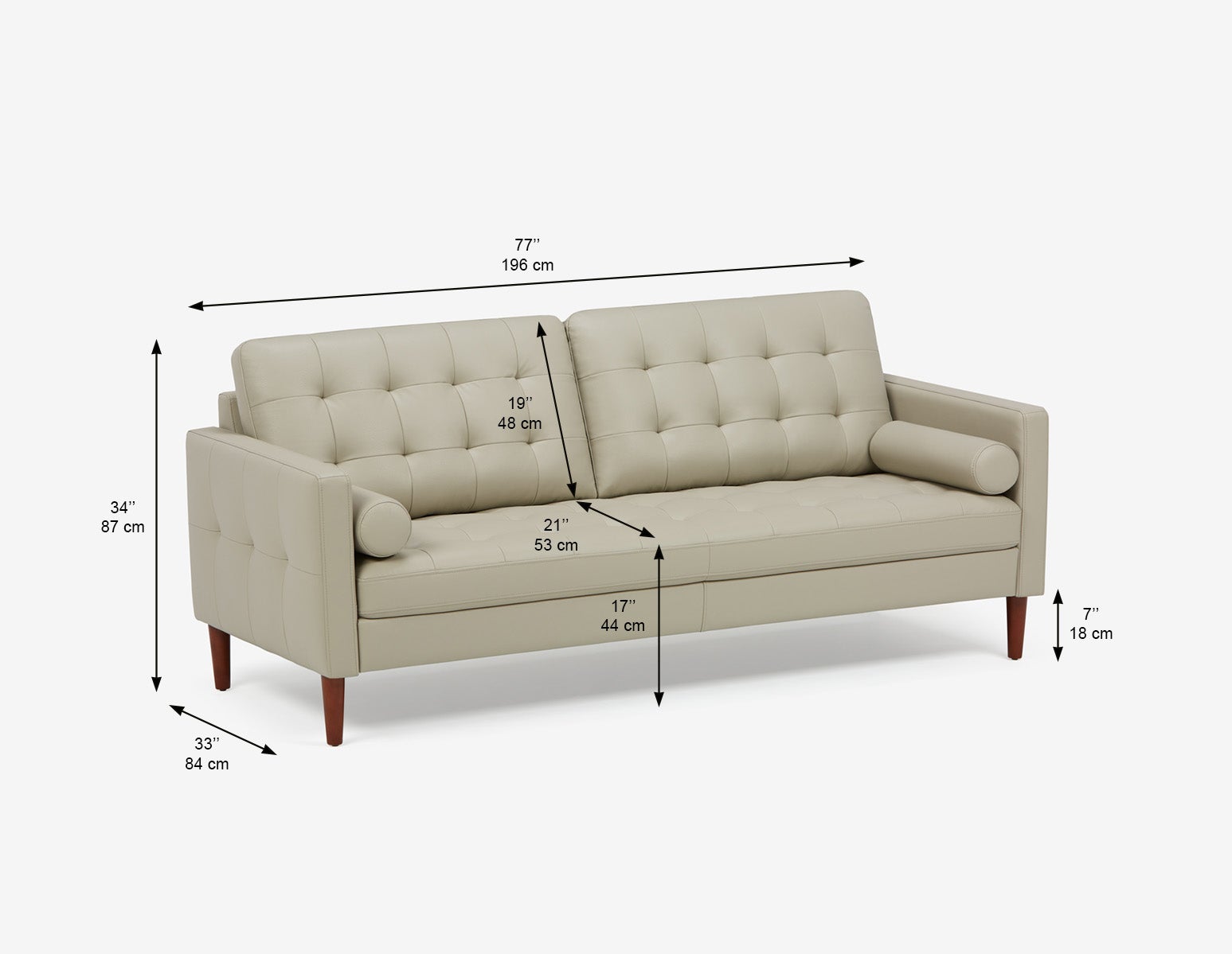 REVE mid-century modern 3-seater sofa undefined