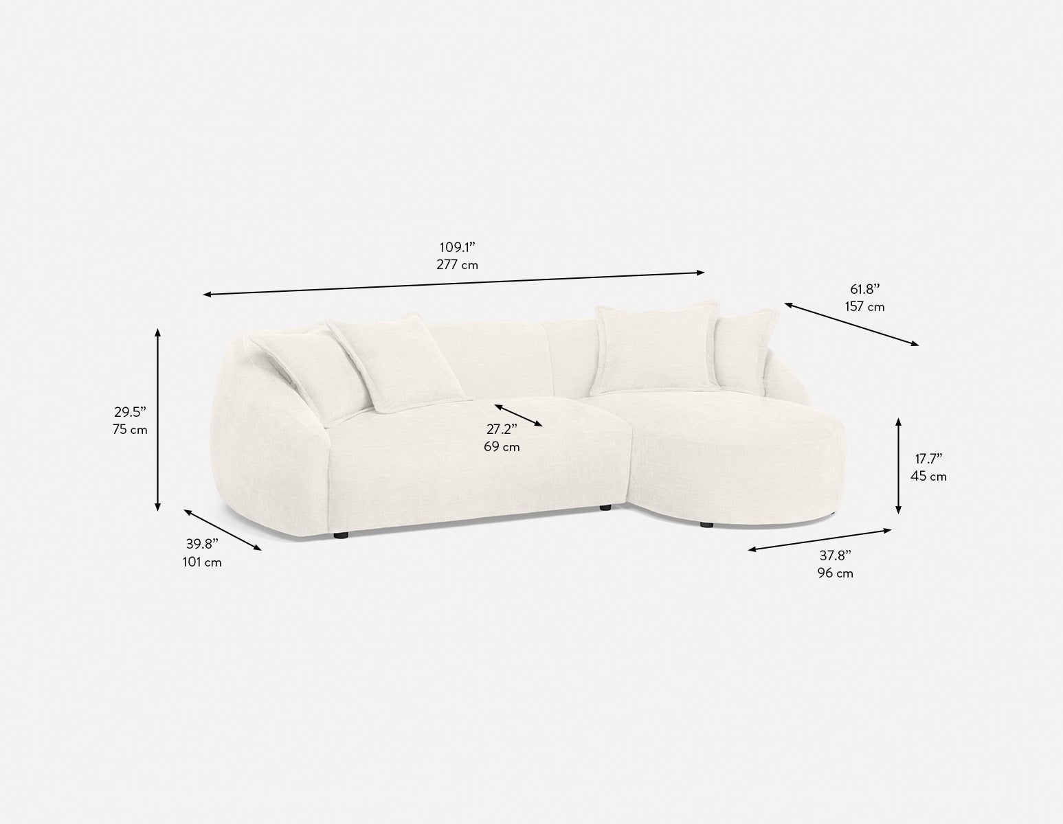 DOYER modern right-facing sectional sofa undefined