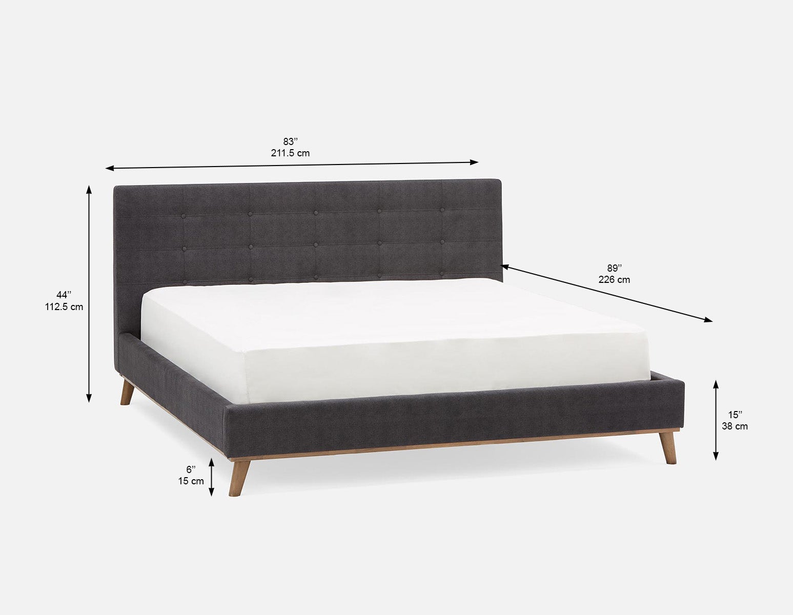 CARME mid-century modern tufted upholstered king size bed undefined