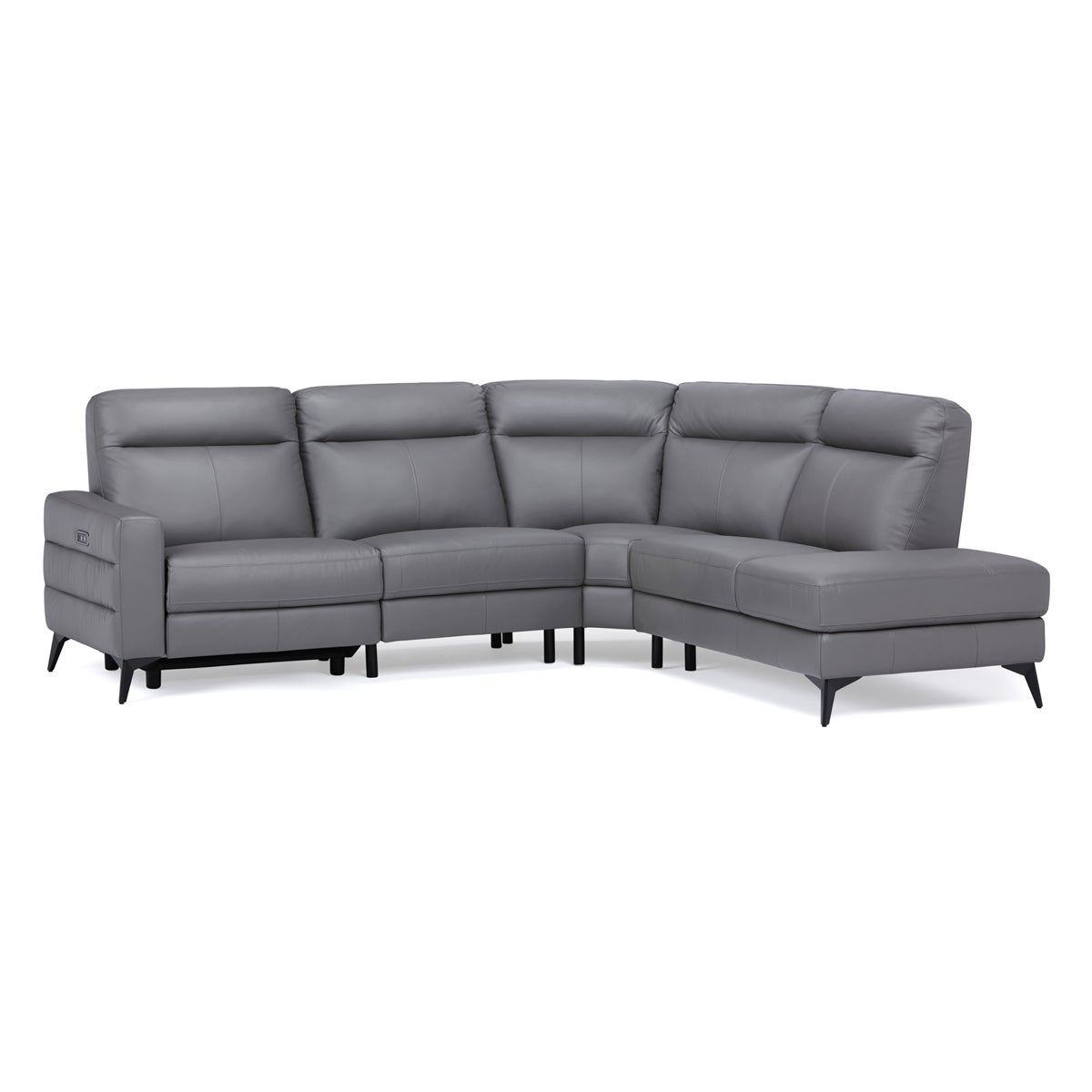 BILLIE canapé d'angle inclinable 100% cuir avec commande électrique côté  droit undefined