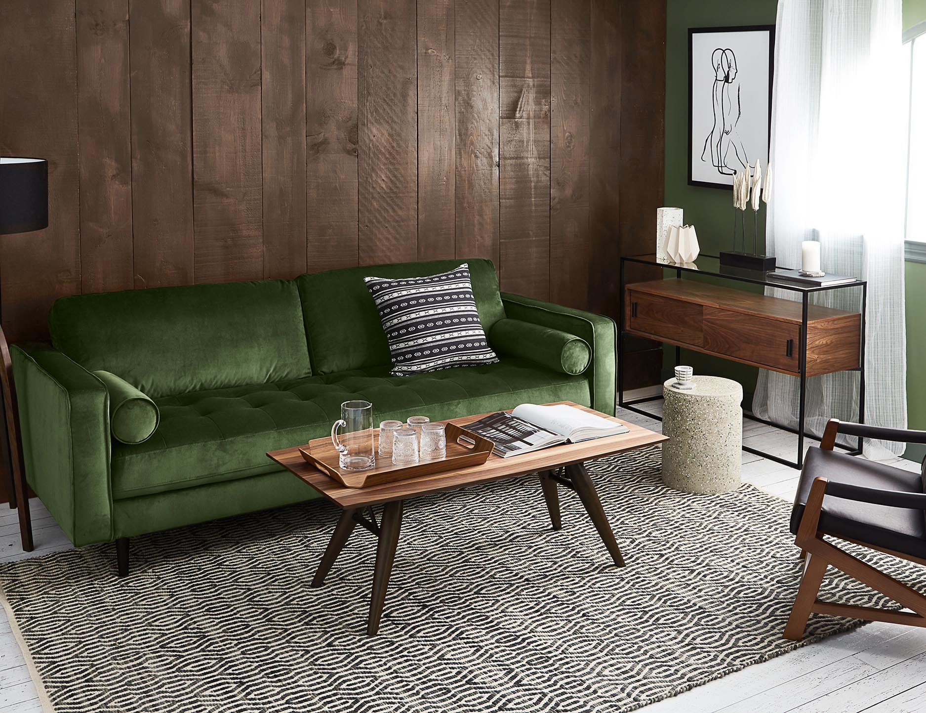 KINSEY velvet 3-seater sofa undefined