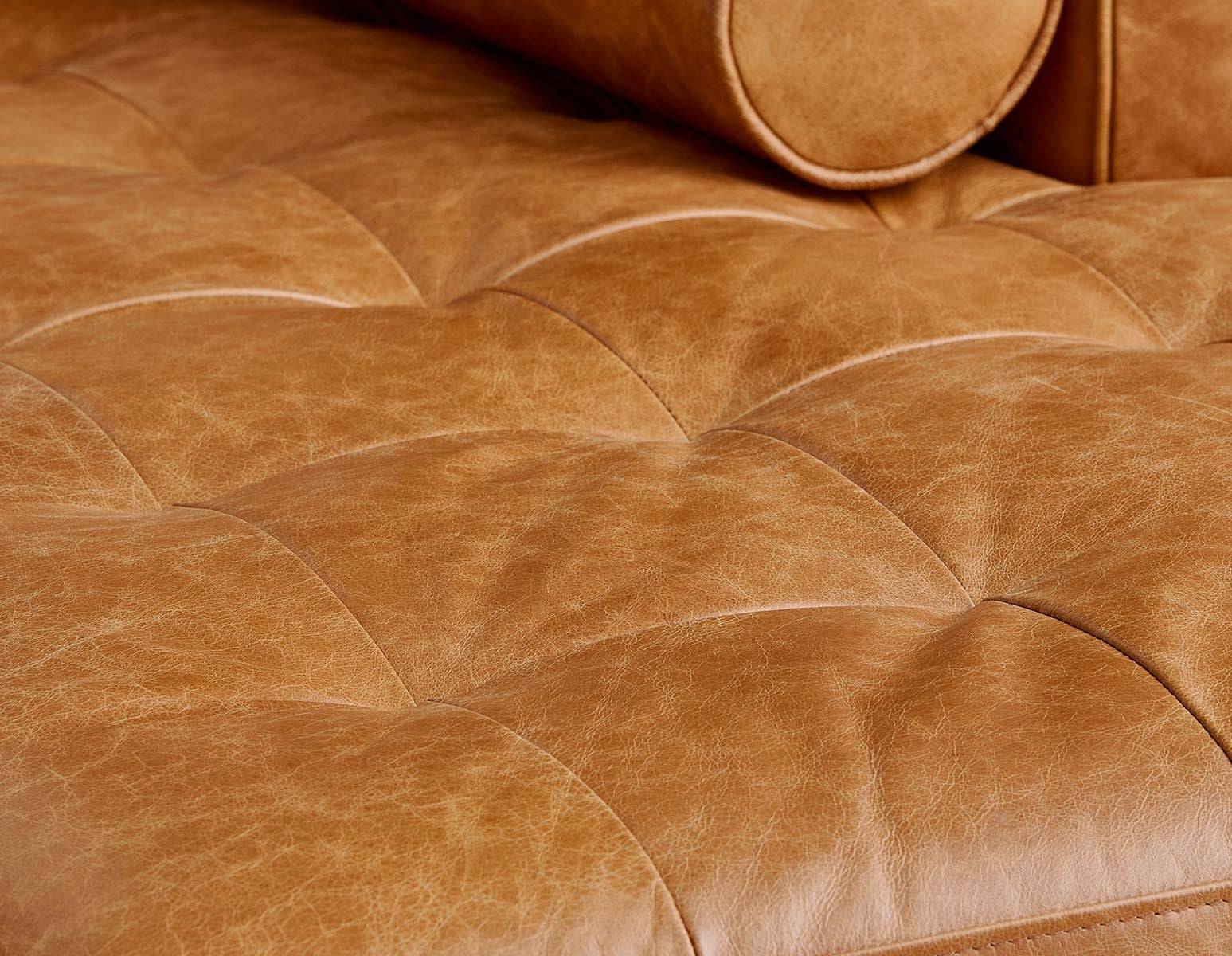KINSEY mid-century modern right-facing 100% leather sectional sofa undefined