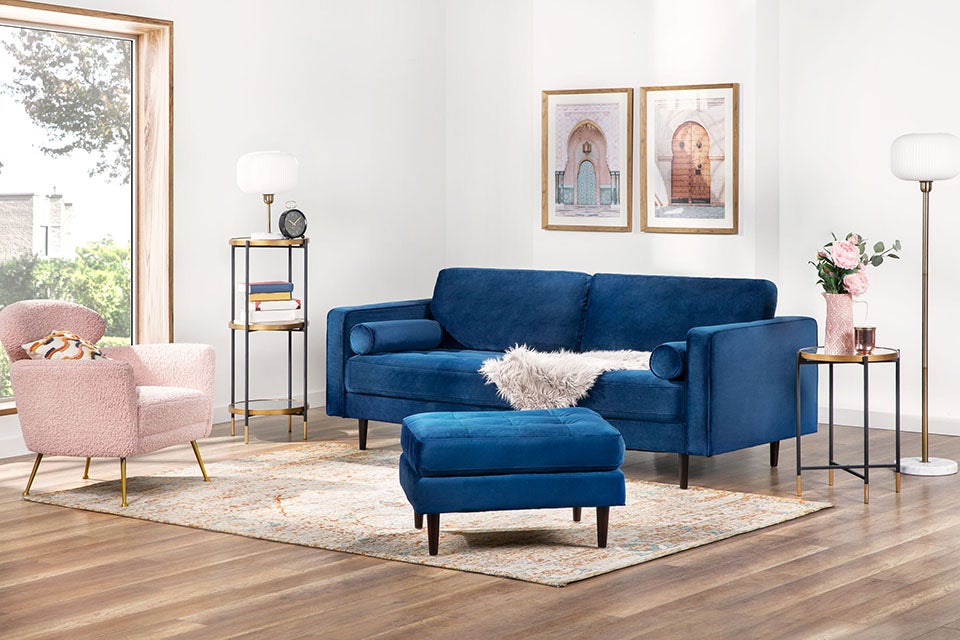 KINSEY velvet 3-seater sofa undefined