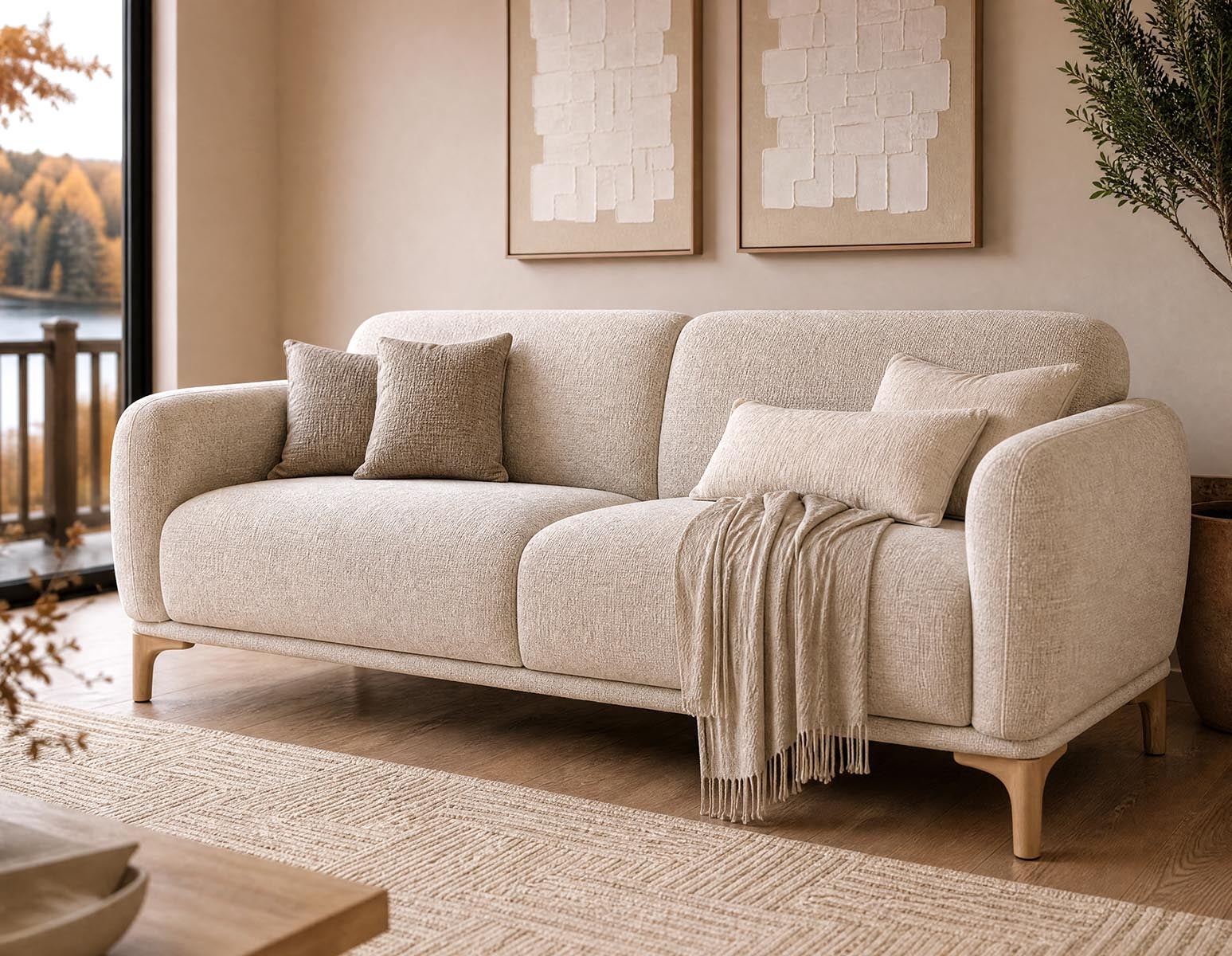 BRUX mid-century modern 3-seater sofa undefined