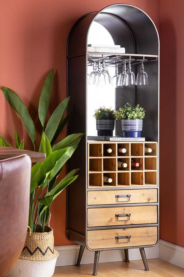EVANS fir wood and metal wine cabinet undefined