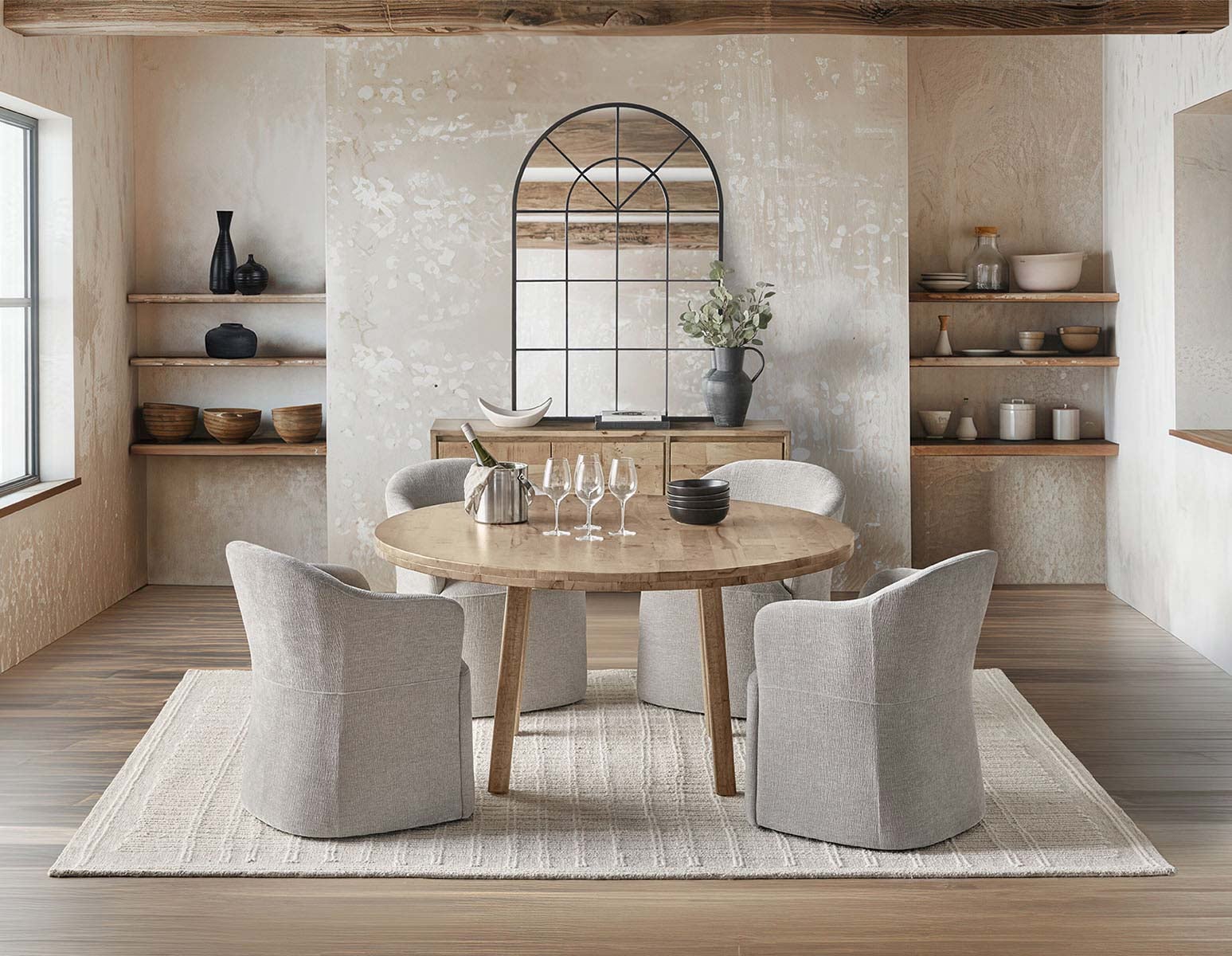 THESSALIA distressed solid mango wood dining table 150 cm undefined