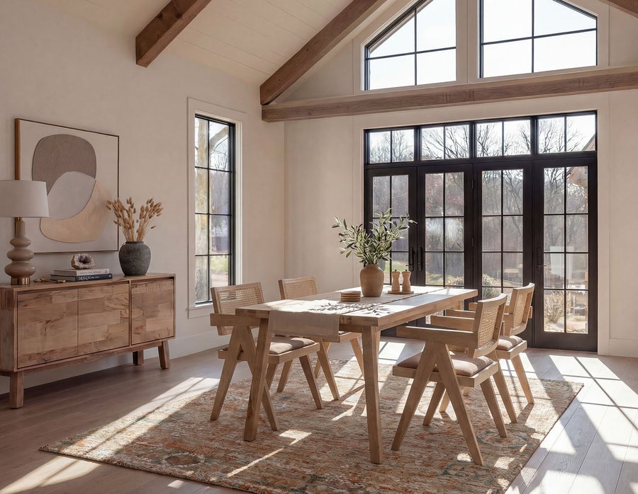 THESSALIA rustic farmhouse distressed solid mango wood dining table 150 cm undefined