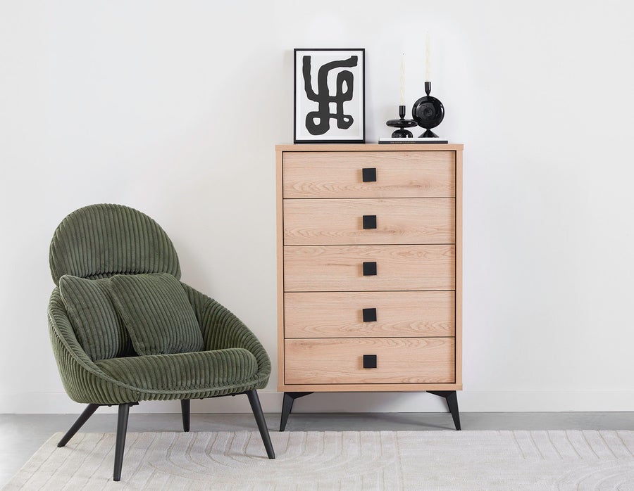 KIERA mid-century modern 5-drawer chest undefined