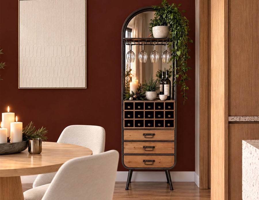 EVANS fir wood and metal wine cabinet undefined