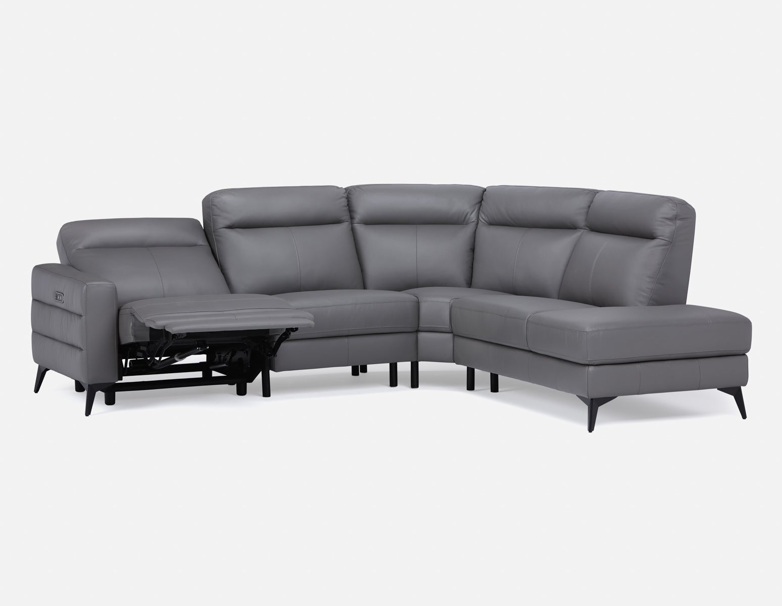 BILLIE canapé d'angle inclinable 100% cuir avec commande électrique côté  droit undefined