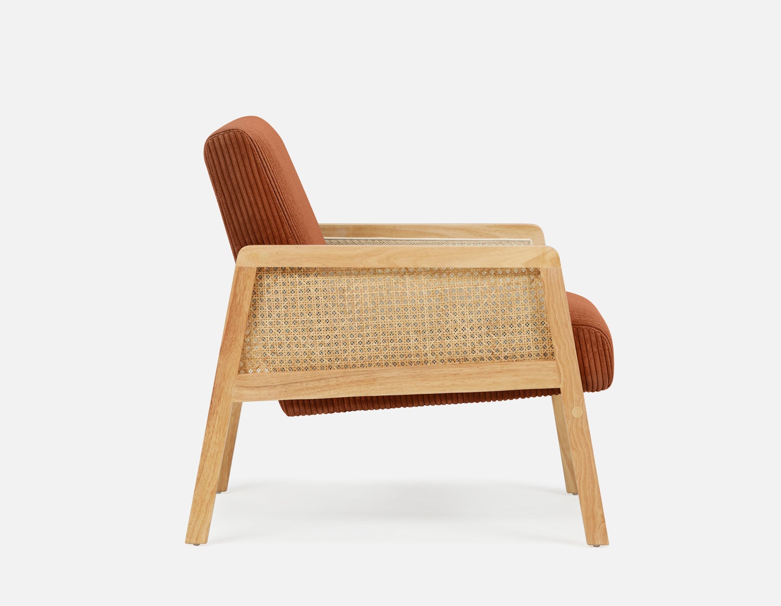 BECKETT armchair with corduroy and rattan accents undefined