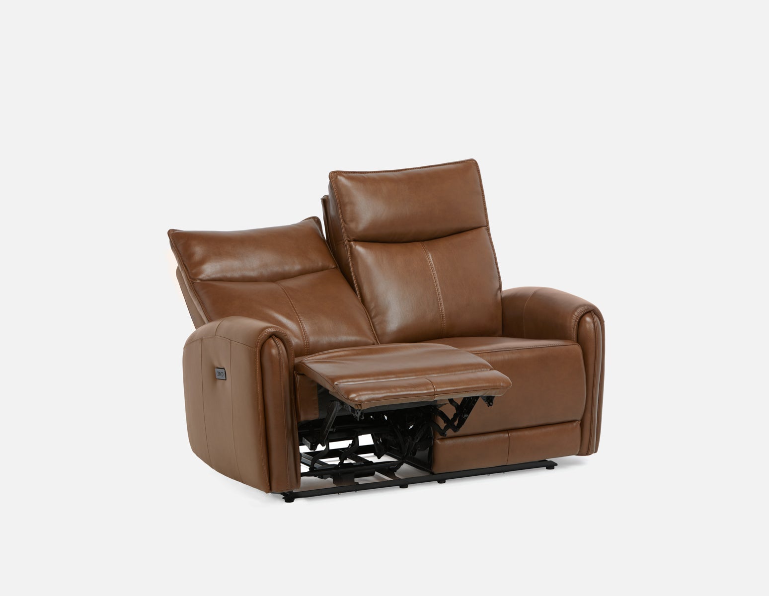 CALVERO contemporary power-reclining 100% leather loveseat with usb port undefined