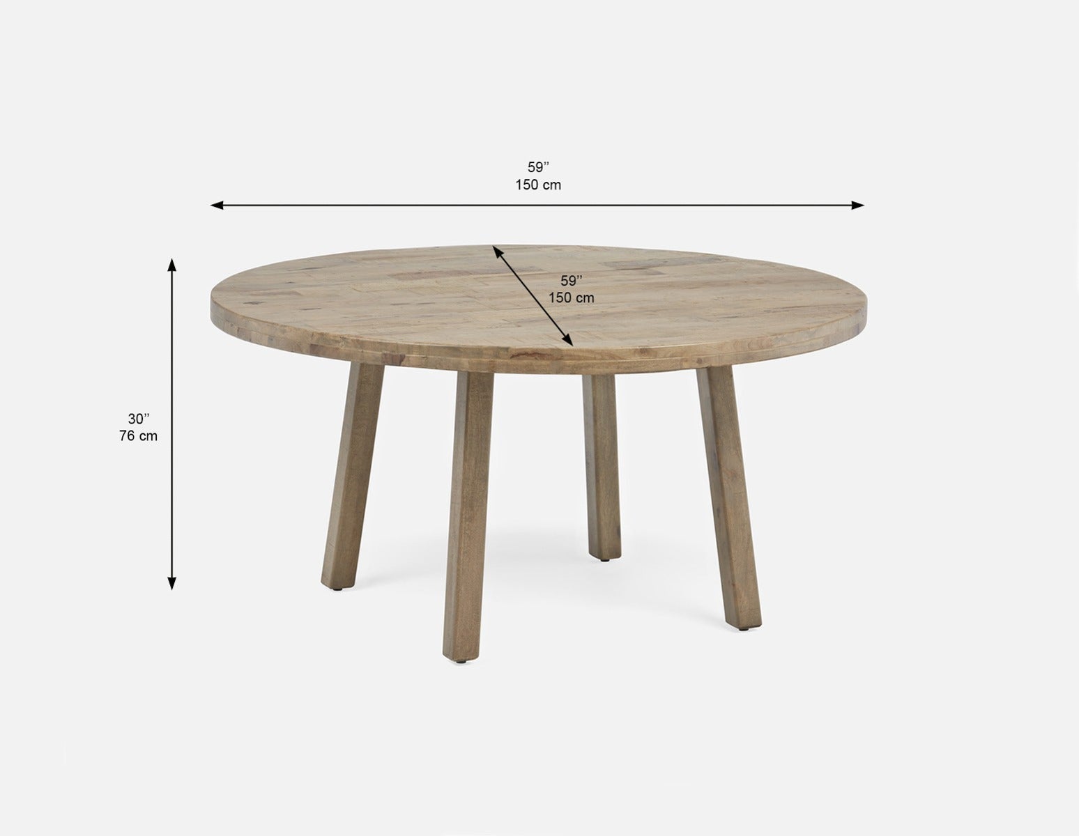 THESSALIA distressed solid mango wood dining table 150 cm undefined