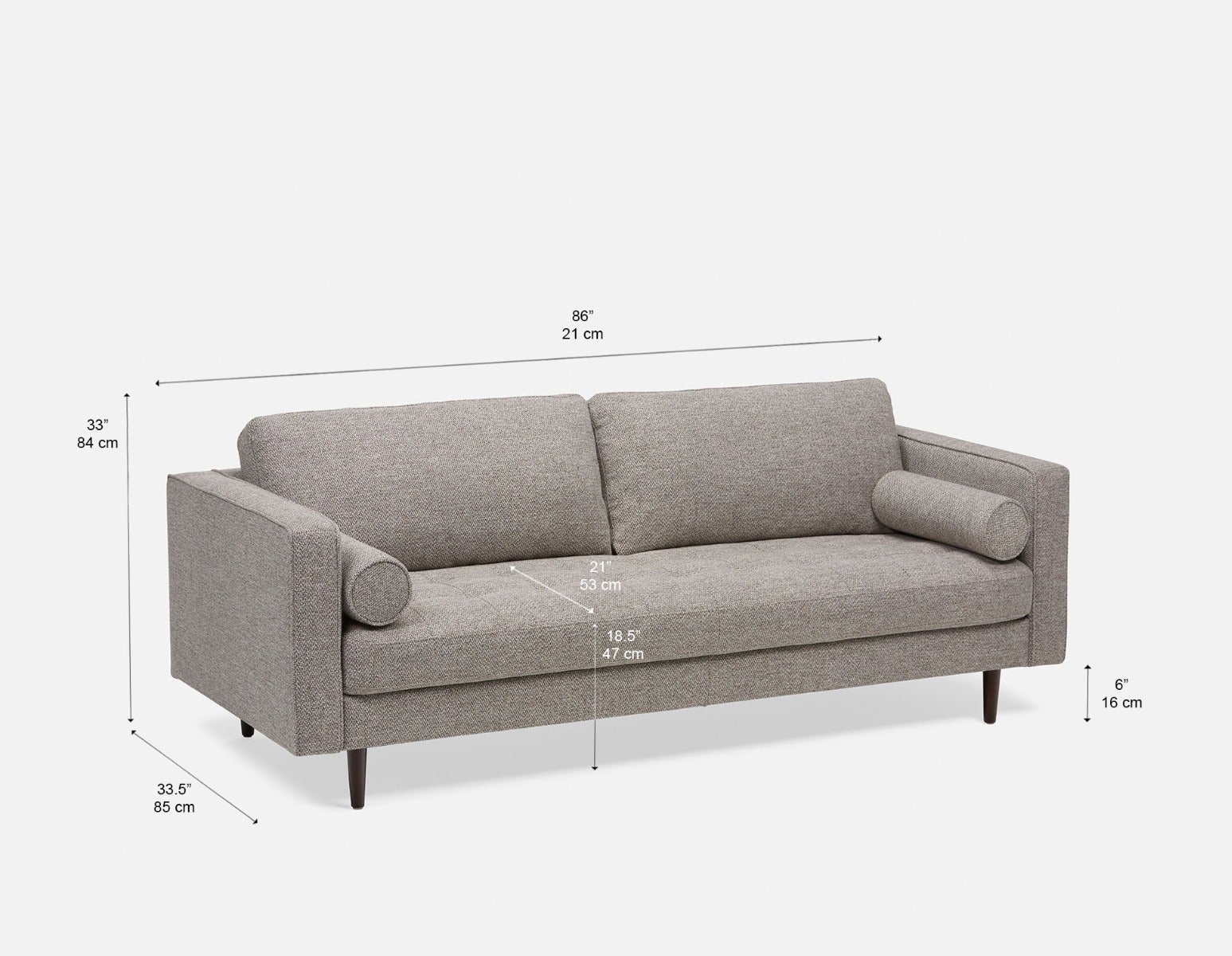 KINSEY mid-century modern 3-seater sofa undefined