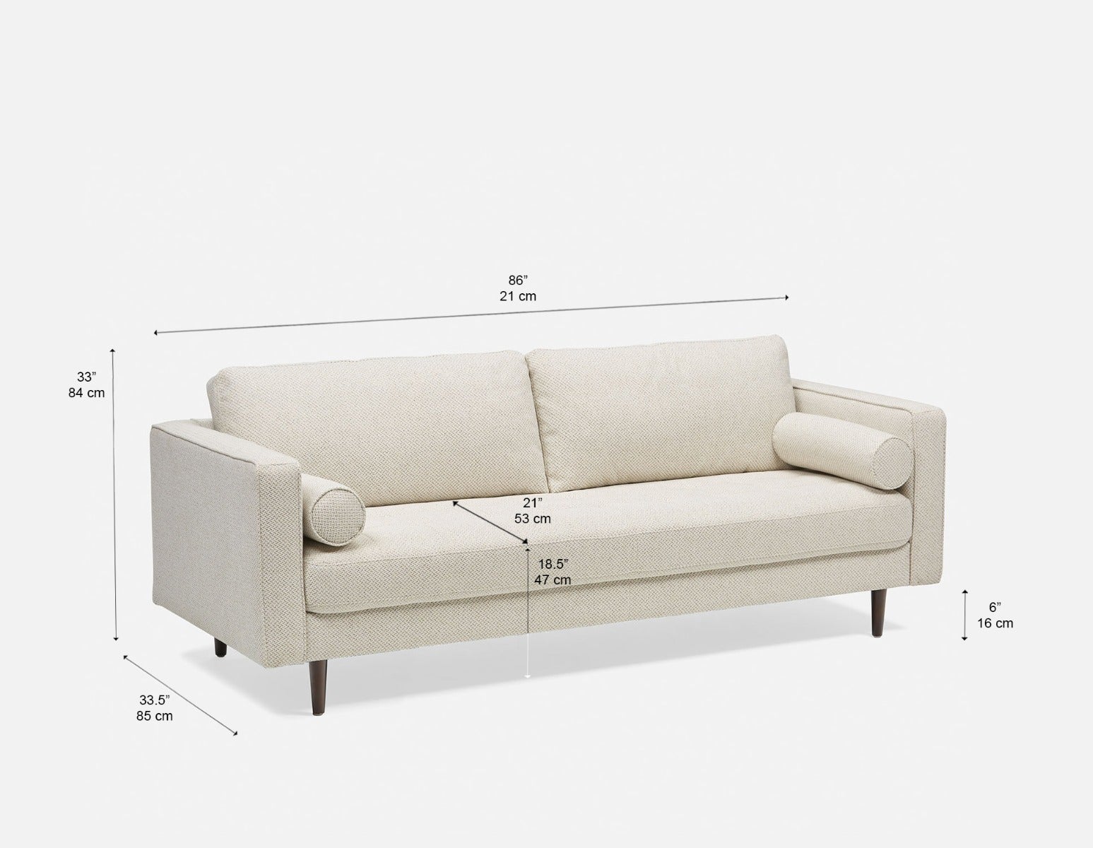 KINSEY mid-century modern 3-seater sofa undefined