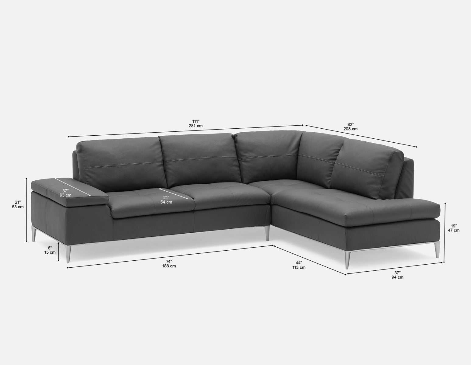 ANDREW modern right-facing sectional sofa with storage undefined