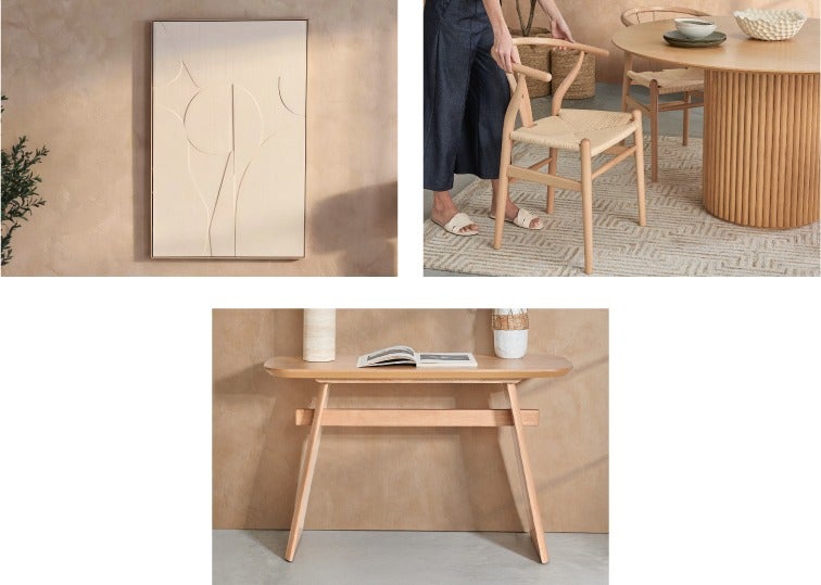 ORSA wall art, DENMARK dining char and SOLENE console table