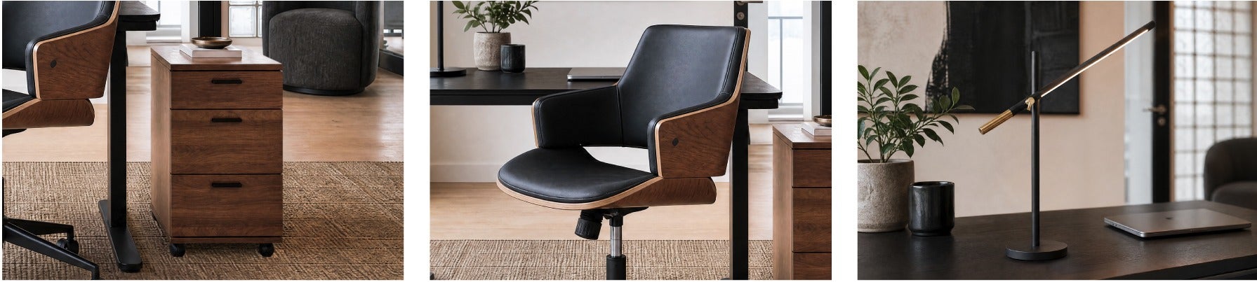 MICK filling cabinet, GALT office chair, LUMO del table lamp