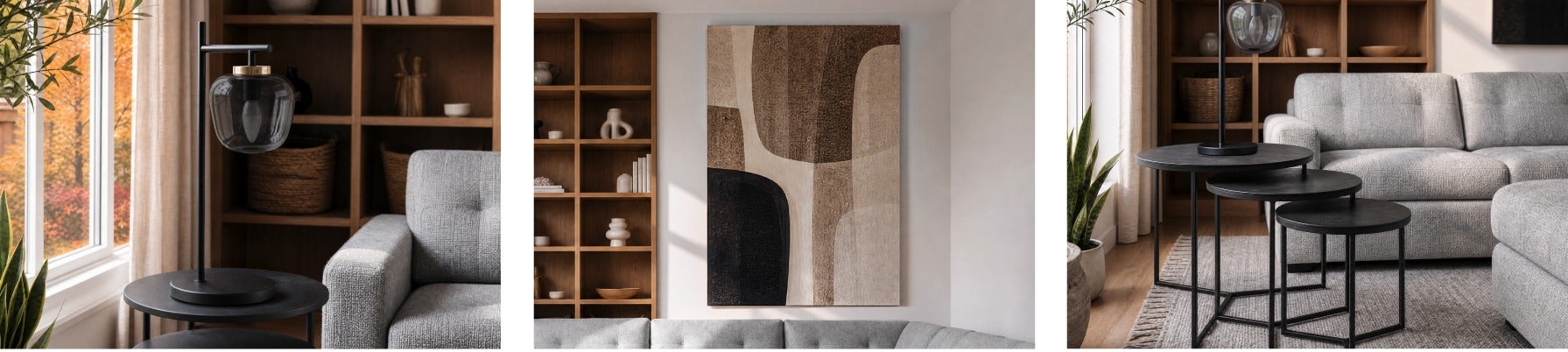 Illumi lampe de table  - WEBSTER I giclée encadrée 150 x200 cm - ALMATY ensemble de 3 tables gigognes