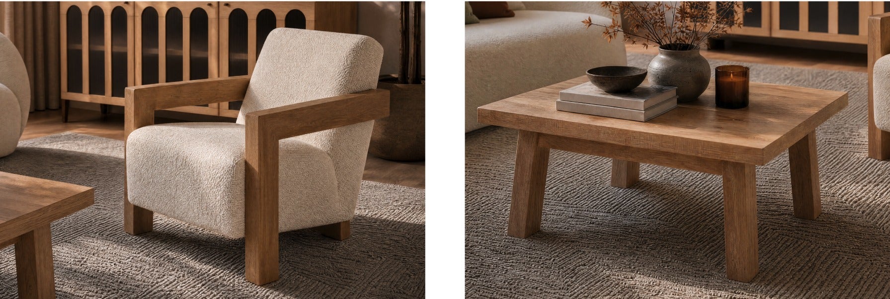 Alcoba fauteuil d'appoint - Thessalia table basse en bois de manguier massif