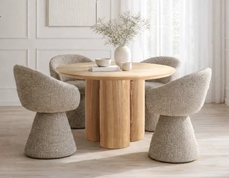 GUIDO - modern minimalist round dining table 120 cm - Brown