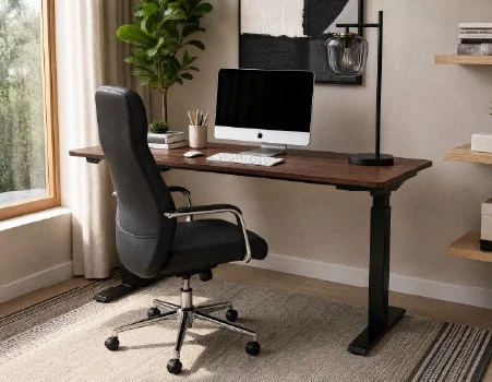 LEVER - 2-stage single motor electric desk 120 cm (top included) - Walnut