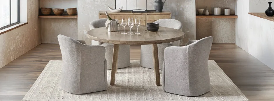 THESSALIA - distressed solid mango wood dining table 150 cm - Natural